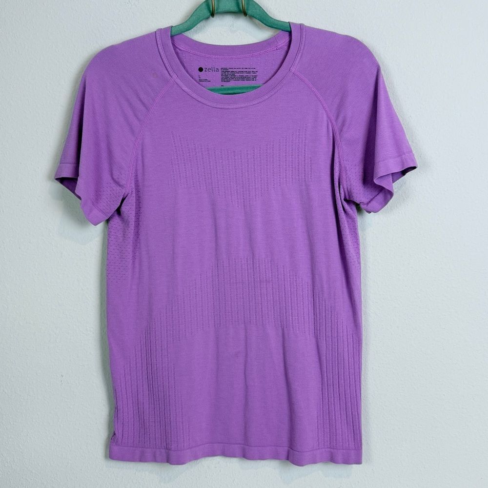 Zella Purple Short Sleeve Seamless Active Tee L